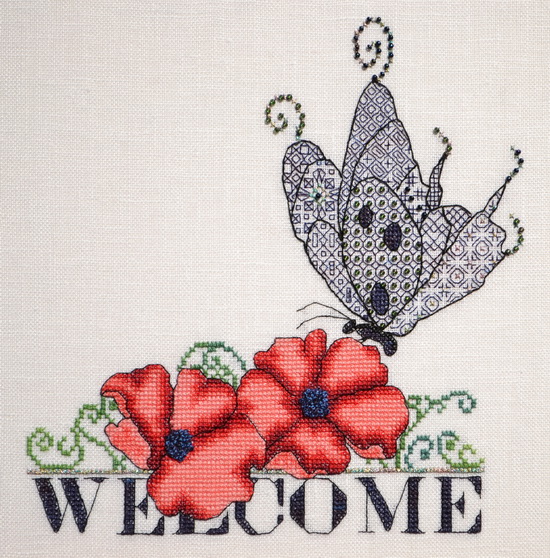 Poppy and Blackwork Butterfly